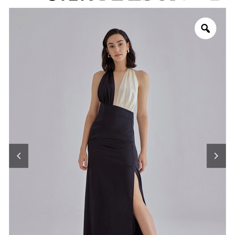 SILK MAISON Piano Halterneck Maxi Silk Dress - Black & White, XS